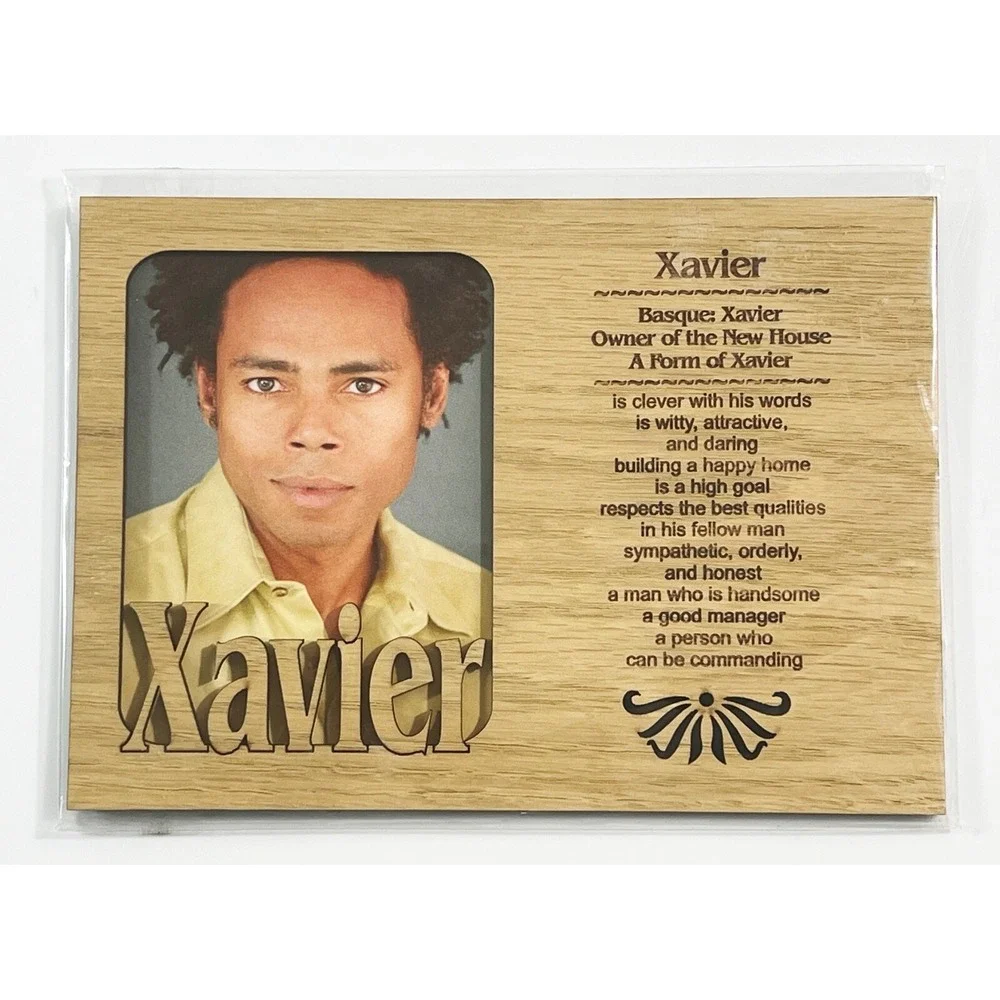XAVIER Personalized Name Profile‎ Laser Engraved Wood Picture Frame Magnet